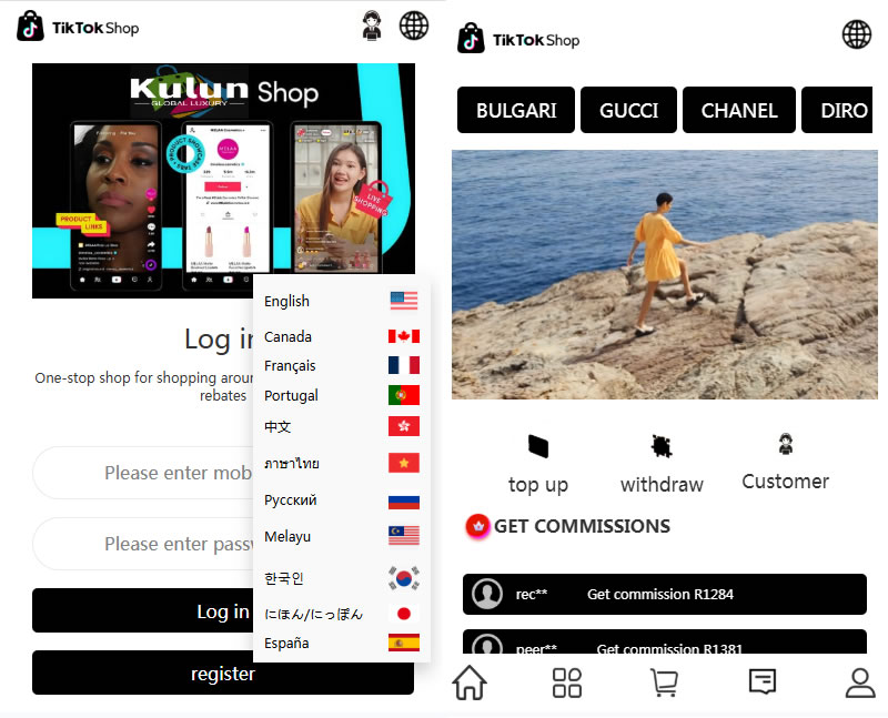 YJ0164海外多语言tiktok抢单商城源码vue前端带派单/做单/打针/分组功能